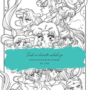 Pagine da colorare di Sailor Moon, 30 pagine da colorare, pagine da colorare PDF, libro di attività creative per bambini, raccolta di libri da colorare