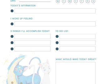 Sailor Moon 5 Minute Journal Printable | Gratitude Journal PDF | Minimalistic, Daily Reflection Planner | Positivity Worksheet | Mindfulness