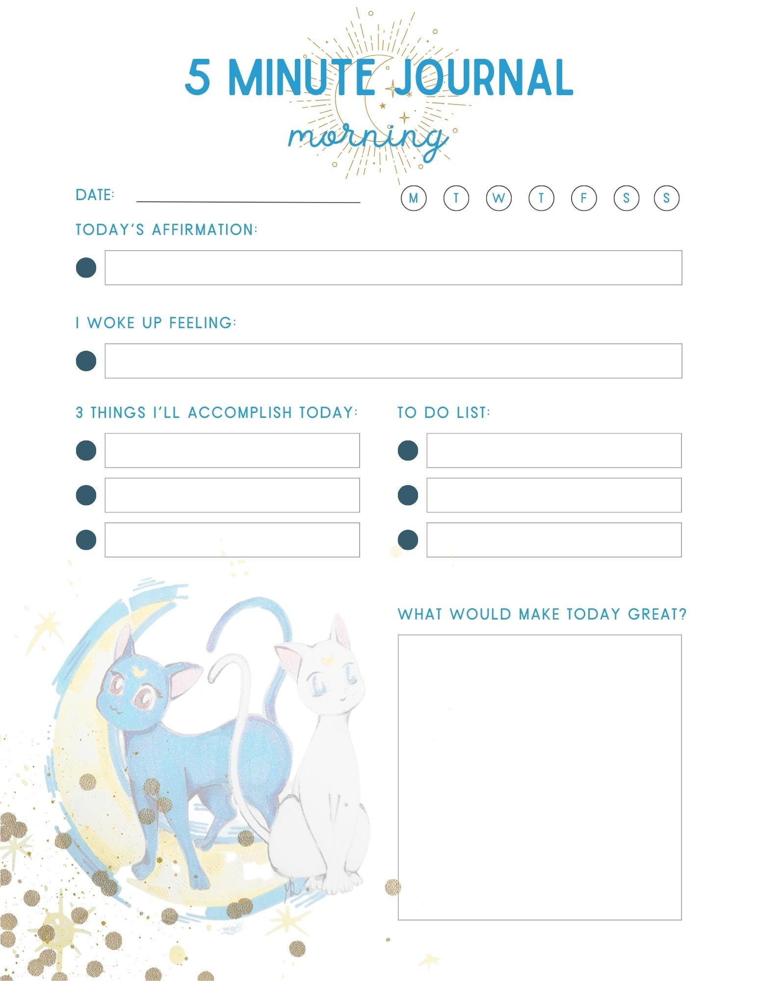 Sailor Moon 5 Minute Journal Printable | Gratitude Journal PDF ...