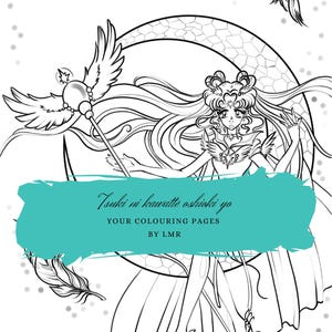 Pagine da colorare di Sailor Moon, 30 pagine da colorare, pagine da colorare PDF, libro di attività creative per bambini, raccolta di libri da colorare