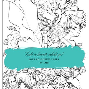 Pagine da colorare di Sailor Moon, 30 pagine da colorare, pagine da colorare PDF, libro di attività creative per bambini, raccolta di libri da colorare
