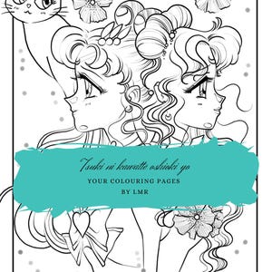 Pagine da colorare di Sailor Moon, 30 pagine da colorare, pagine da colorare PDF, libro di attività creative per bambini, raccolta di libri da colorare