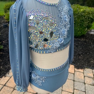 Girls / Child 2 Piece Contemporary / Lyrical Costume. Split sleeve and open back design.
