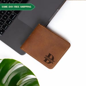 Leather Wallet Birthday Gift for Him, Personalized Mens Wallet Anniversary Gift, Custom Minimalist Wallet Gift, Handmade Fathers Day Gift