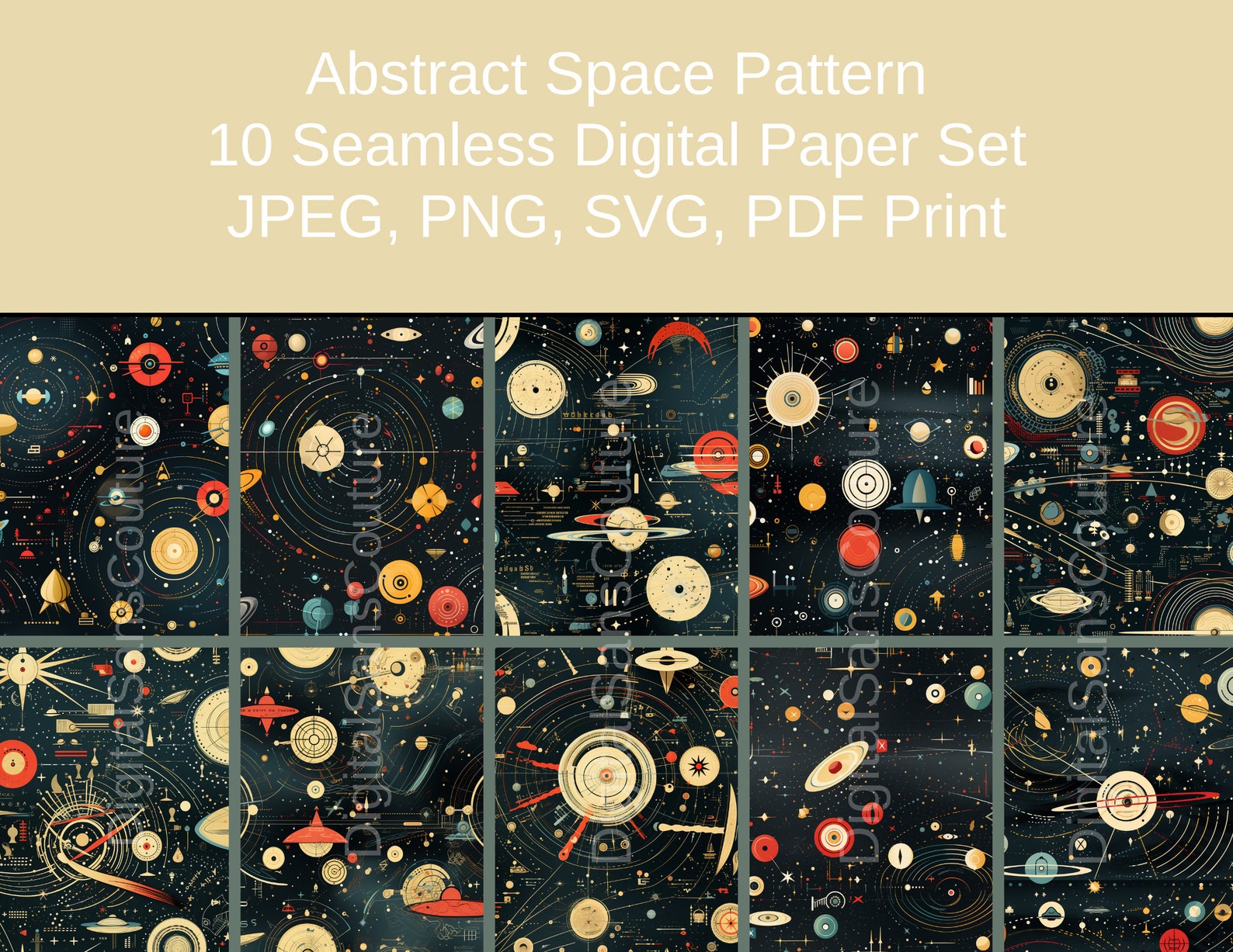 Abstract Space Seamless Patterns - Wallpaper, Fabric, Crafts - Instant ...