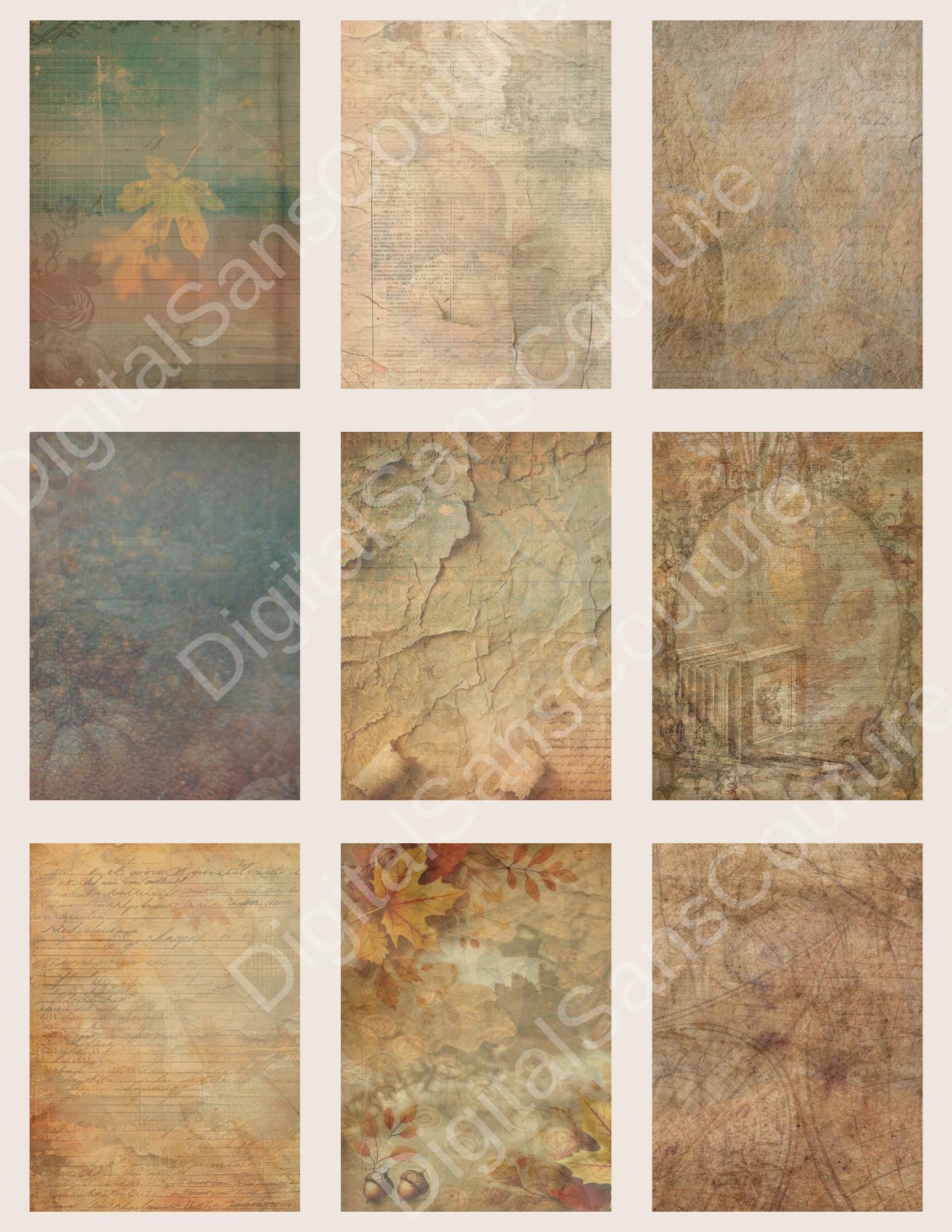 Autumn Junk Journal Digital Paper Pack Printable Scrapbooking Ephemera ...