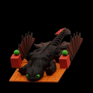 Toothless Night Fury Articulated Dragon STL – Flexible 3D Print File, Print-in-Place, No Support Needed, Flexi Toy Model
