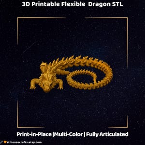 Articulated Reptile Dragon STL File: Flexible 3D Printable Fantasy Toy