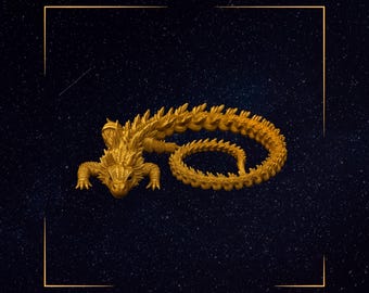 Articulated Reptile Dragon STL File: Flexible 3D Printable Fantasy Toy
