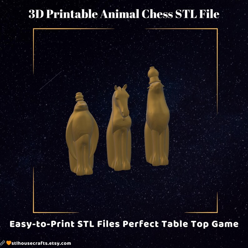 3D Printable Animal Chess Set – Sculpted STL Files (digital Download ...