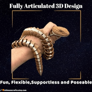 Flexi Garter Snake STL: Articulated 3D Print Model (PDF Download)