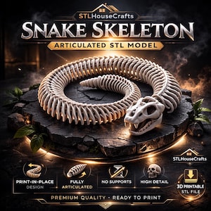 STL-bestand flexibel slangenskelet – gelede slang print-in-place – afdrukbaar 3D-model
