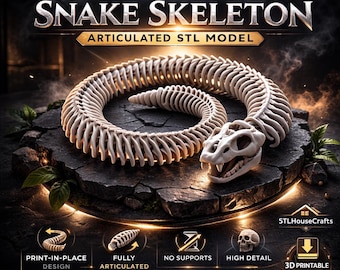 Flexibel ormskelett STL-fil – Utskriftsbar ledad orm – 3D-utskrivbar modell