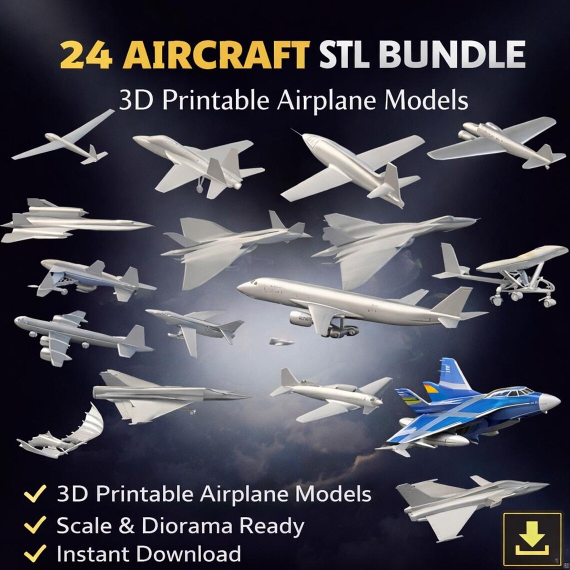 24 Aircraft STL Bundle – 3D Printable Airplane Models for Scale ...