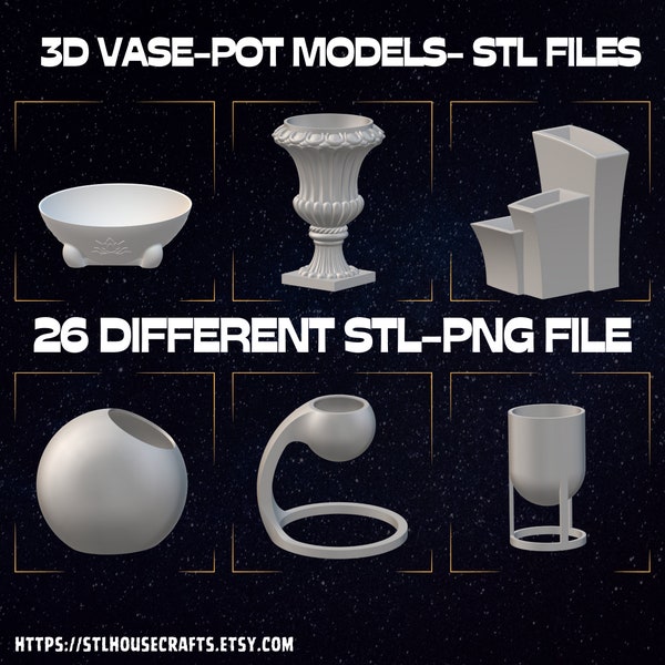 Modern Vase And Pot 3D Model STL,3D Bowls Pots Bundle,Ready To Print Files,3D Plant Pots STL,Bowls STL Pack,Mothers Day Gift