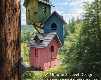 3D-geprint modulair vogelhuisje STL-bestanden: klikbaar tuindecor (inclusief downloadbare pdf-gids)