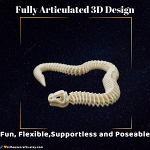 Articulated Snake Skeleton STL: Flexible 3D Print Reptile Model