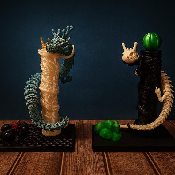 木製ドラゴン彫刻ランプスタンド ドラゴン ディスプレイ スタンド STL: 関節式ドラゴン モデル サポート