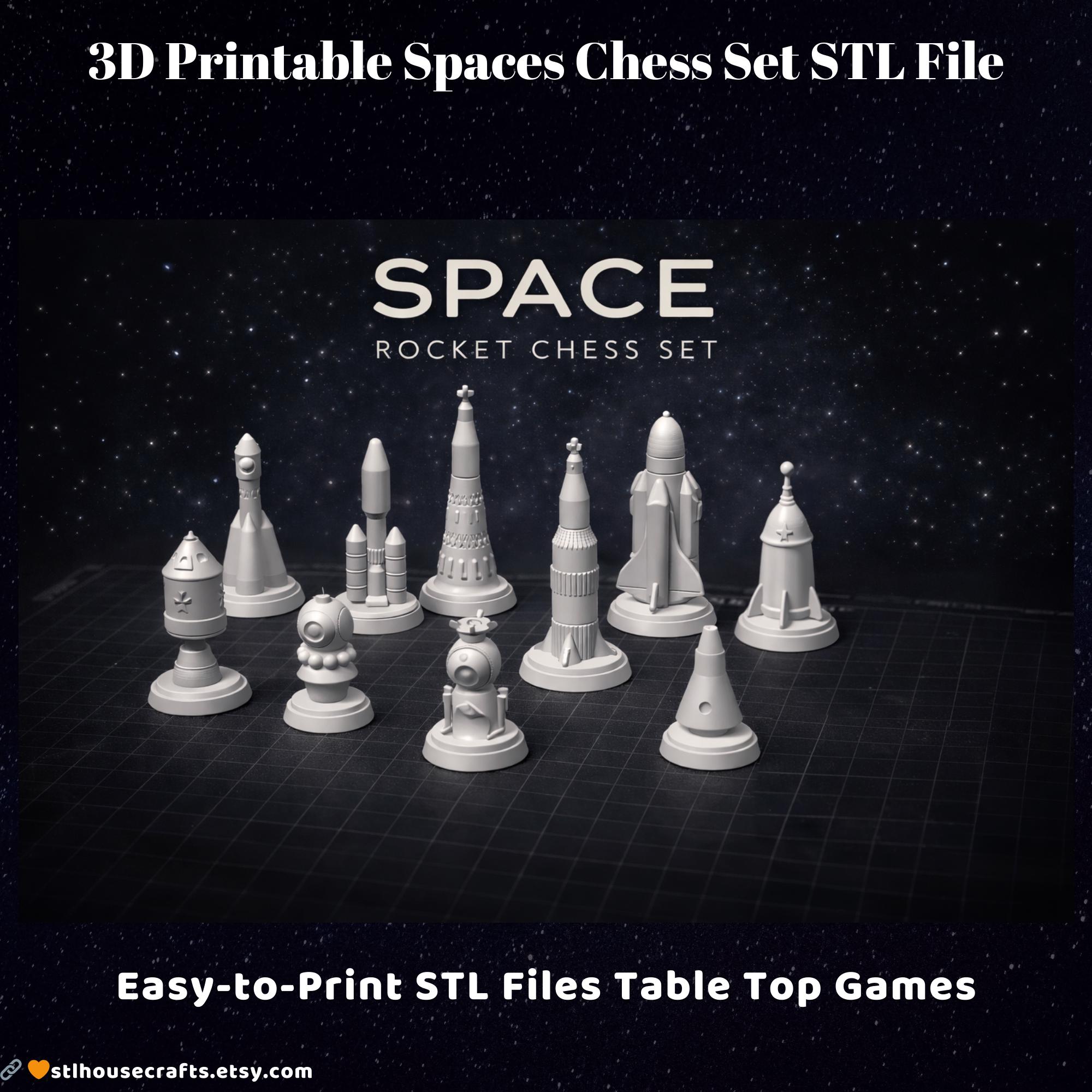 Nasa Chess Set 3D Printable Space Rocket Chess Set STL Files – Sci-fi Tabletop Game ...