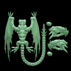 Biting Dragon STL – Articulated Flexi Dragon Model, Print-in-Place 3D File, No Supports, Poseable Monster Dragon Figure