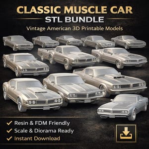 Pakiet STL „American Classic Car” – modele 3D zabytkowych muscle carów – pliki żywiczne i FDM o wysokiej szczegółowości – natychmiastowe pobranie