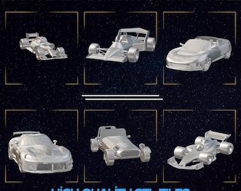 May include: A collection of 25 different 3D printable super fast car models. The models are shown in a white, 3D rendered style. The text "25 DIFFERENT SUPER FAST CAR BUNDLE" is at the top of the image. The text "HIGH QUALITY STL FILES" is at the bottom of the image. The text "HTTPS://STLHOUSECRAFTS.ETSY.COM" is at the bottom of the image.
