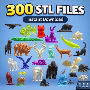 300 Tier STL Dateien - Safari, Zoo & Dschungel 3D Druck Modelle (Digitaler Download) Bild 2