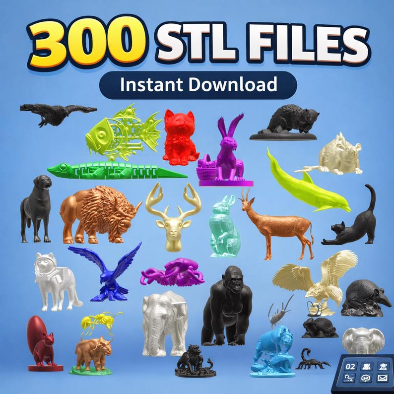 300 Tier STL Dateien - Safari, Zoo & Dschungel 3D Druck Modelle (Digitaler Download) Bild 2