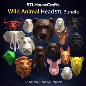 Animal Head STL Bundle – 3D Printable Wall Mount Models