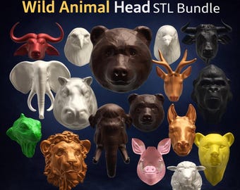 Animal Head STL Bundle – 3D Printable Wall Mount Models