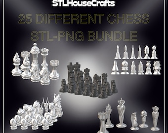 25 Different Chess Set Bundle STL Ready To Print Christmass Gift Hallowen Day Game Chess Digital File Gift For Christmass Game Decoration