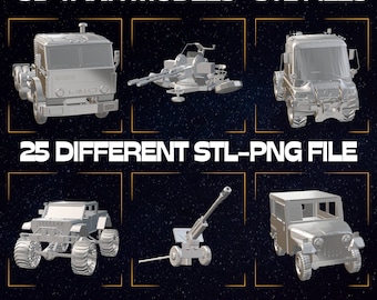 Military Tank 3D Model STL Pack: 25 Sci-Fi Vehicles (Digital Download)
