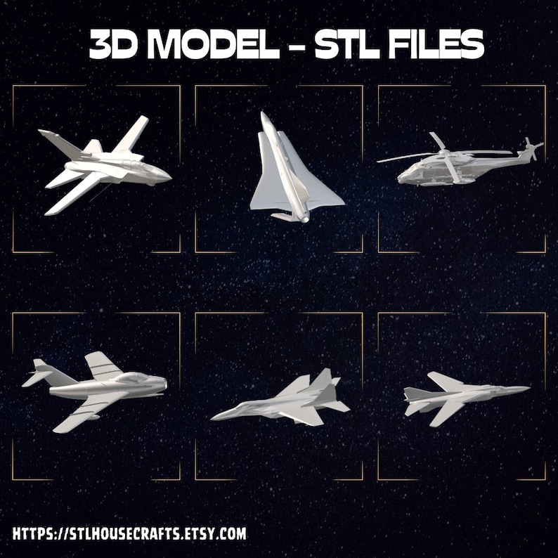 Bundle of 24 High-Quality Aircraft STL Files for 3D Print Army Plane Pack Printable 3D Scan Files Instant Download Army Plane Collection 画像 1
