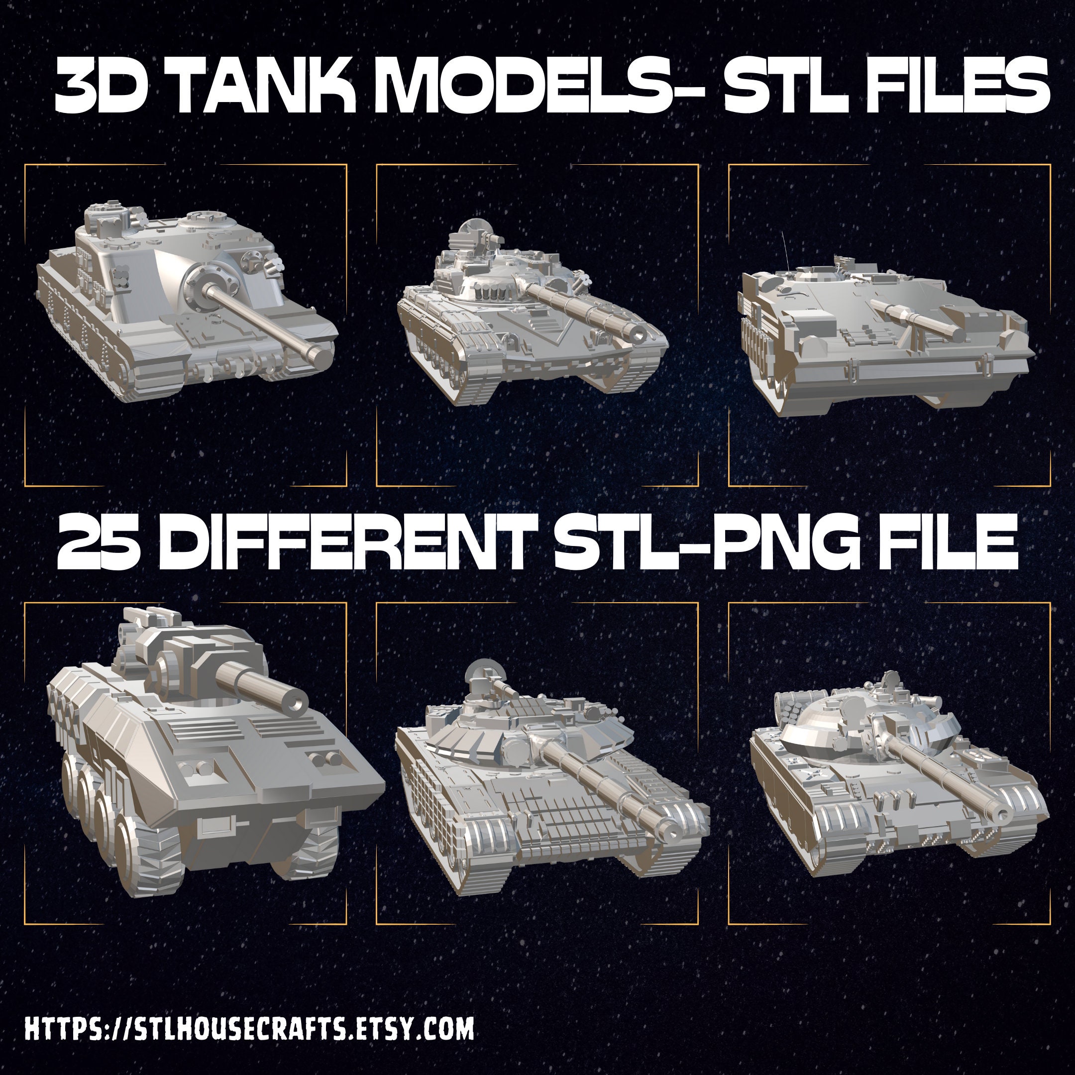 25 Tank STL Files Bundle: High Detail Military Vehicle Models (Digital Download)