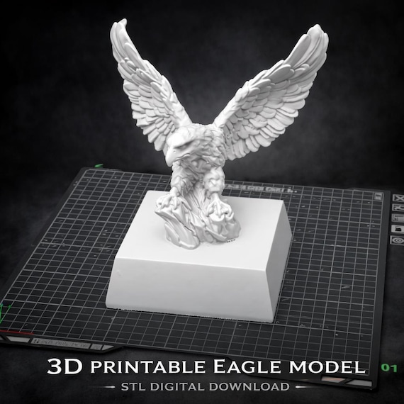 Eagle Statue STL – 3D Printable Bust Sculpture – Detailed Resin Model – Wildlife Home Decor File