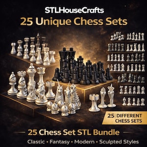 Colección Ultimate Chess STL: 25 juegos de ajedrez imprimibles únicos para impresión 3D/descarga digital