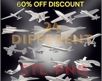 Aircraft Plane 3D Scan STL-PNG Bundle: 24 Printable Designs (Digital Download)
