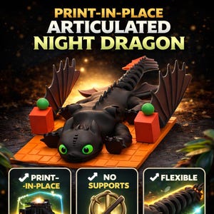 Articulated Night Dragon STL – Print in Place Flexible Toy