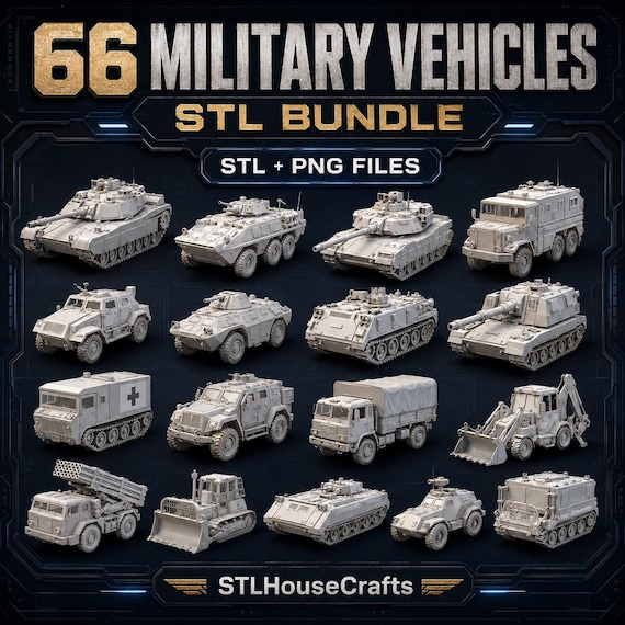 Military Vehicle STL Files for 3D Printing: 67 Tank & Truck Models (Digital Download)