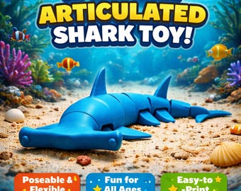 Articulated Hammerhead Shark STL File | Flexible Print-in-Place Ocean Model | Bambu & Resin Ready
