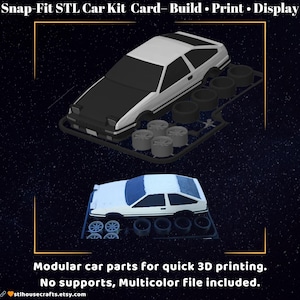 Kit de modelo de carro Toyota Sprinter para impressão 3D: Snap Fit JDM AE86 (download de arquivo STL)