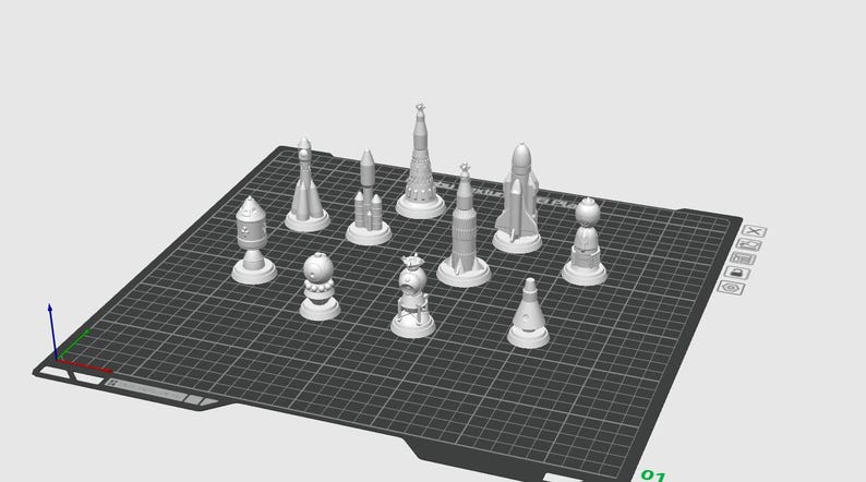 3D Printable Space Rocket Chess Set STL Files – Sci-fi Tabletop Game ...