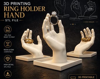 3D-printbare ringhouder in handvorm (STL-bestand) | Sieradenstandaard (digitale download)