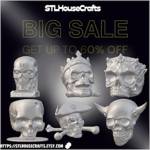 Skull 3D Print File Bundle: 25 High Detail STL Models (Digital Download)