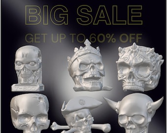 25 Different Skull Bundle Stl File High Detailed Skull  for 3D Printing Skull Bundle Model for Printing Miniature Skull 3D Print File