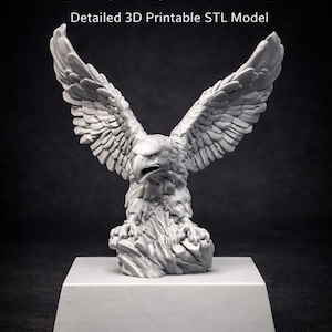 Eagle Statue STL – 3D Printable Bust Sculpture – Detailed Resin Model – Wildlife Home Decor File image 2