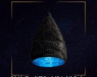 3D Printable Sci-Fi Lamp STL: Futuristic Spacecraft Light (Print-in-Place Model)