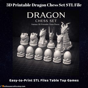 Dragon Chess Set STL Files – 3D Printable Fantasy Tabletop Game