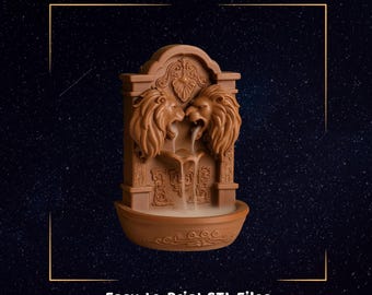 Lion Head Fountain STL File – 3D Printable Sculpture (Digital Download)