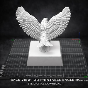 Eagle Statue STL – 3D Printable Bust Sculpture – Detailed Resin Model – Wildlife Home Decor File image 3